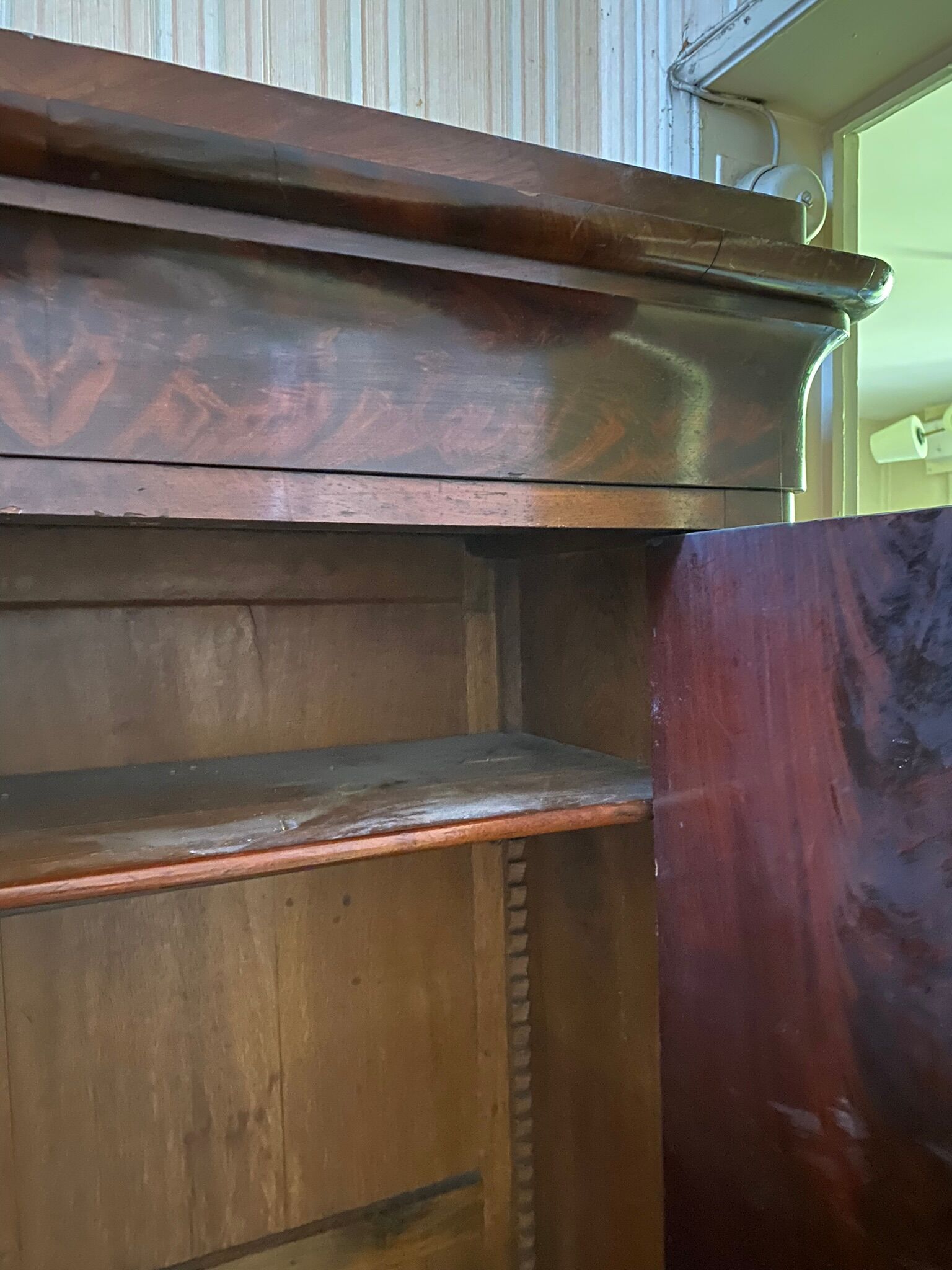 Vintage mahogany wardrobe with large low drawer