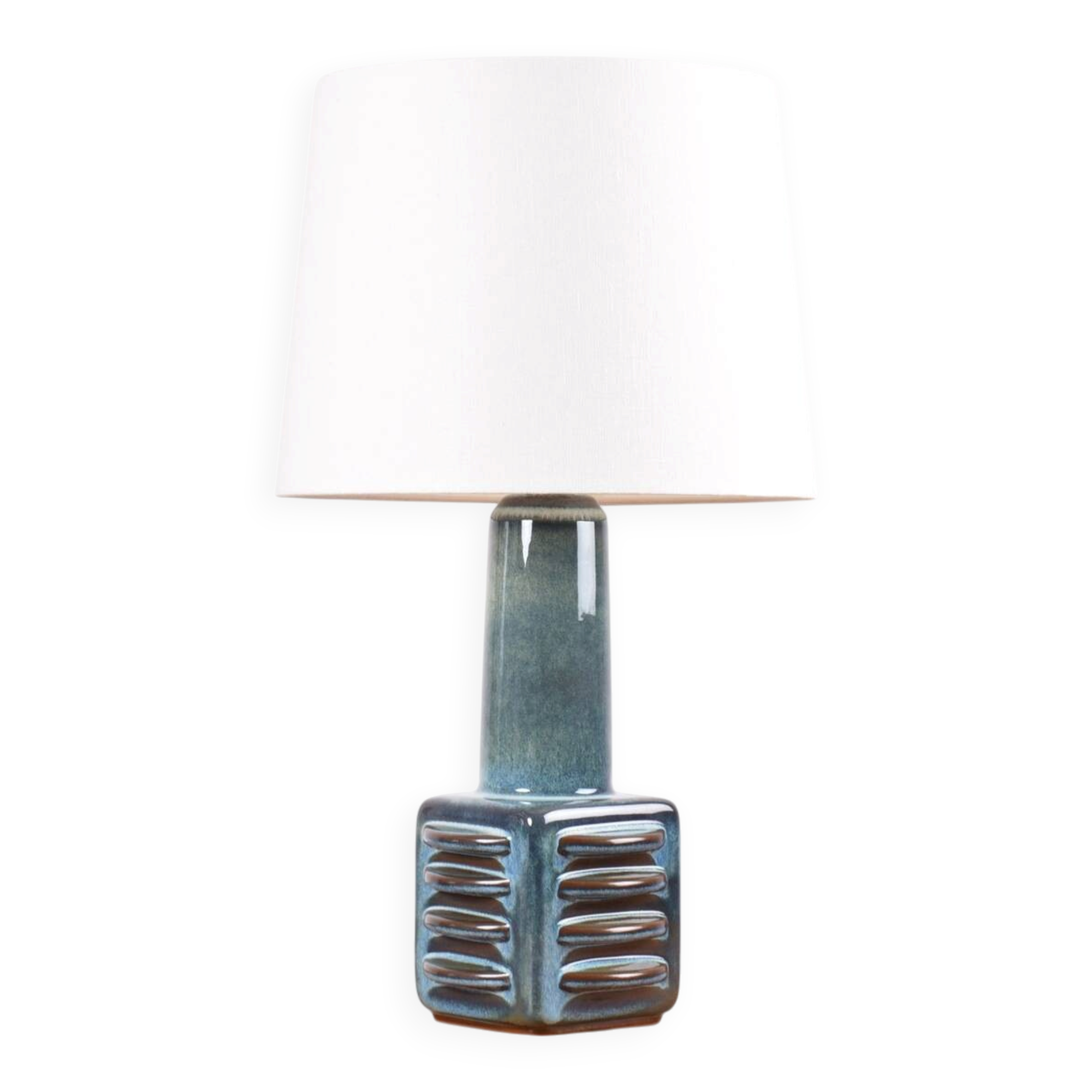 Sculptural table lamp Søholm blue green brown, modern Danish from the 1960s.