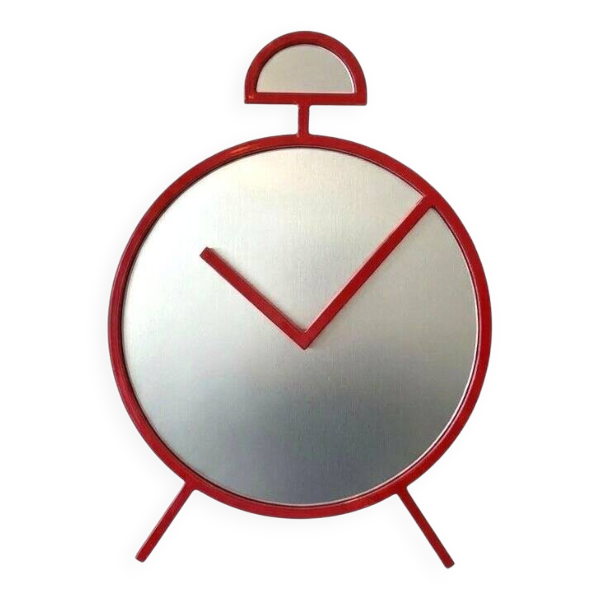 Postmodern Pop Art Design Red Wall Mirror "Clock" Shape – PILM Italy, 1980s