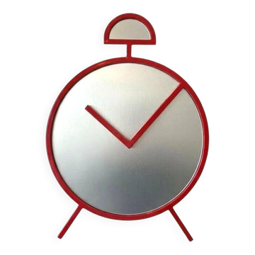 Postmodern Pop Art Design Red Wall Mirror "Clock" Shape – PILM Italy, 1980s