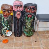 Set of three Mexican folk dance masks, 75 cm