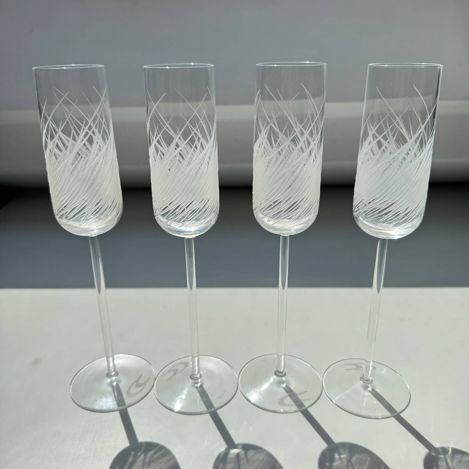 Set of 4 Engraved Champagne Flutes Salviati