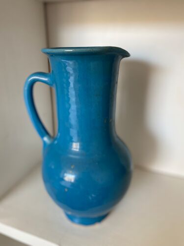 Pichet vintage en céramique bleue