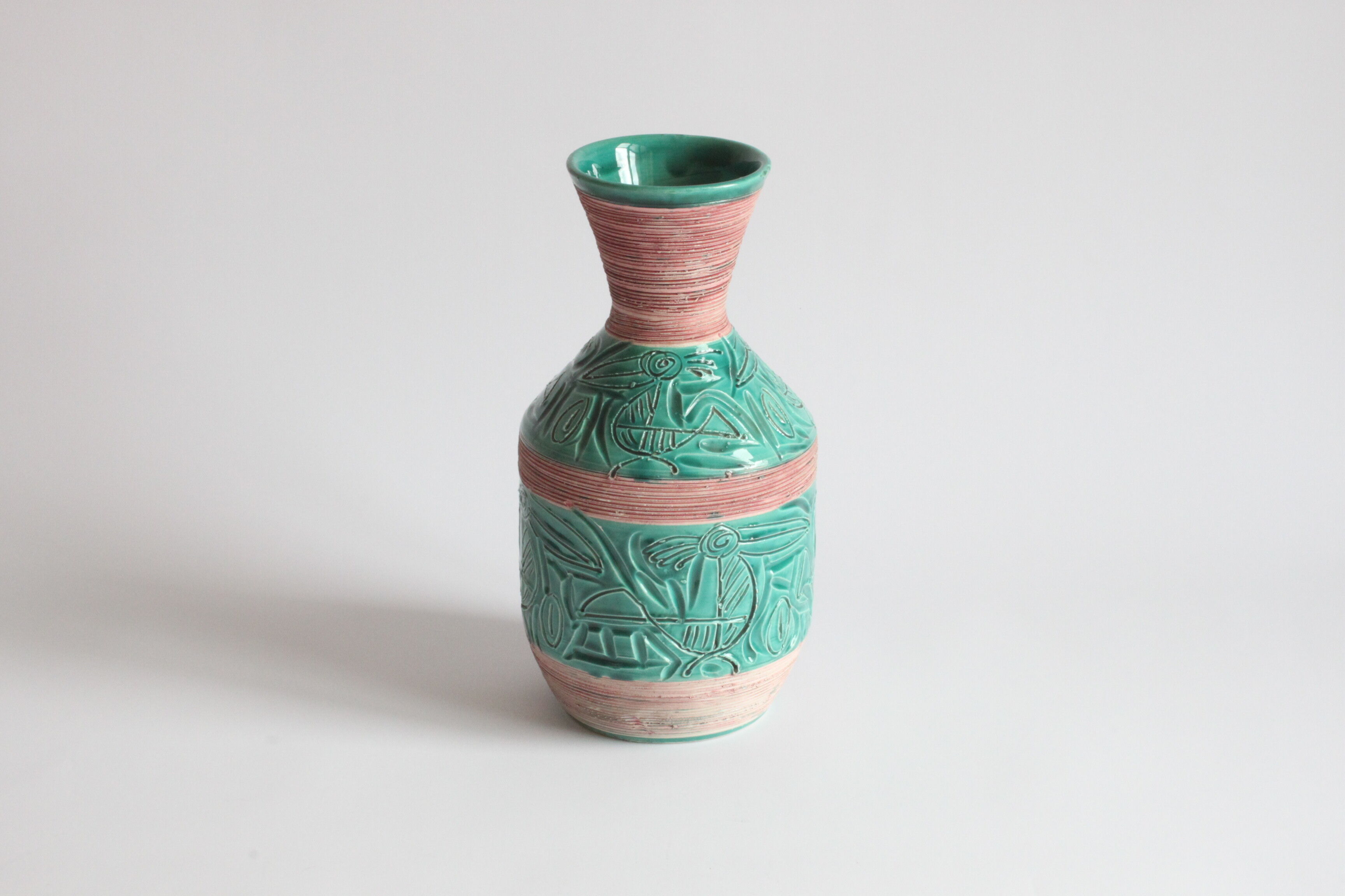 Vase avec pélicans par Fratelli Fianciulacci sgraffito , italie, années 1960