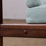 Danish 3 seater sofa in Rosewood and new fabric by Grete Jalk for Poul Jepessen 1960.