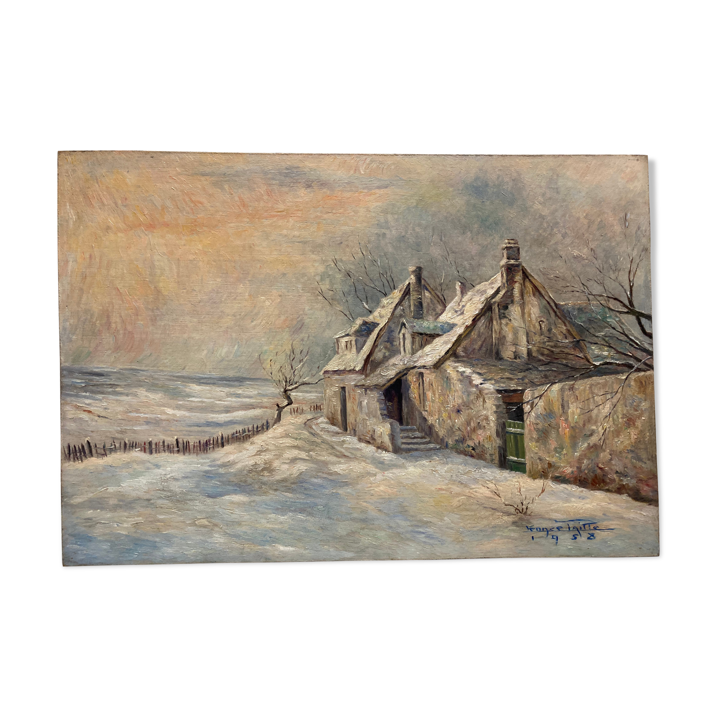 Peinture de paysage sous la neige
