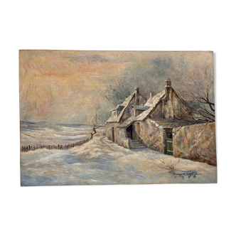Landscape painting under the snow