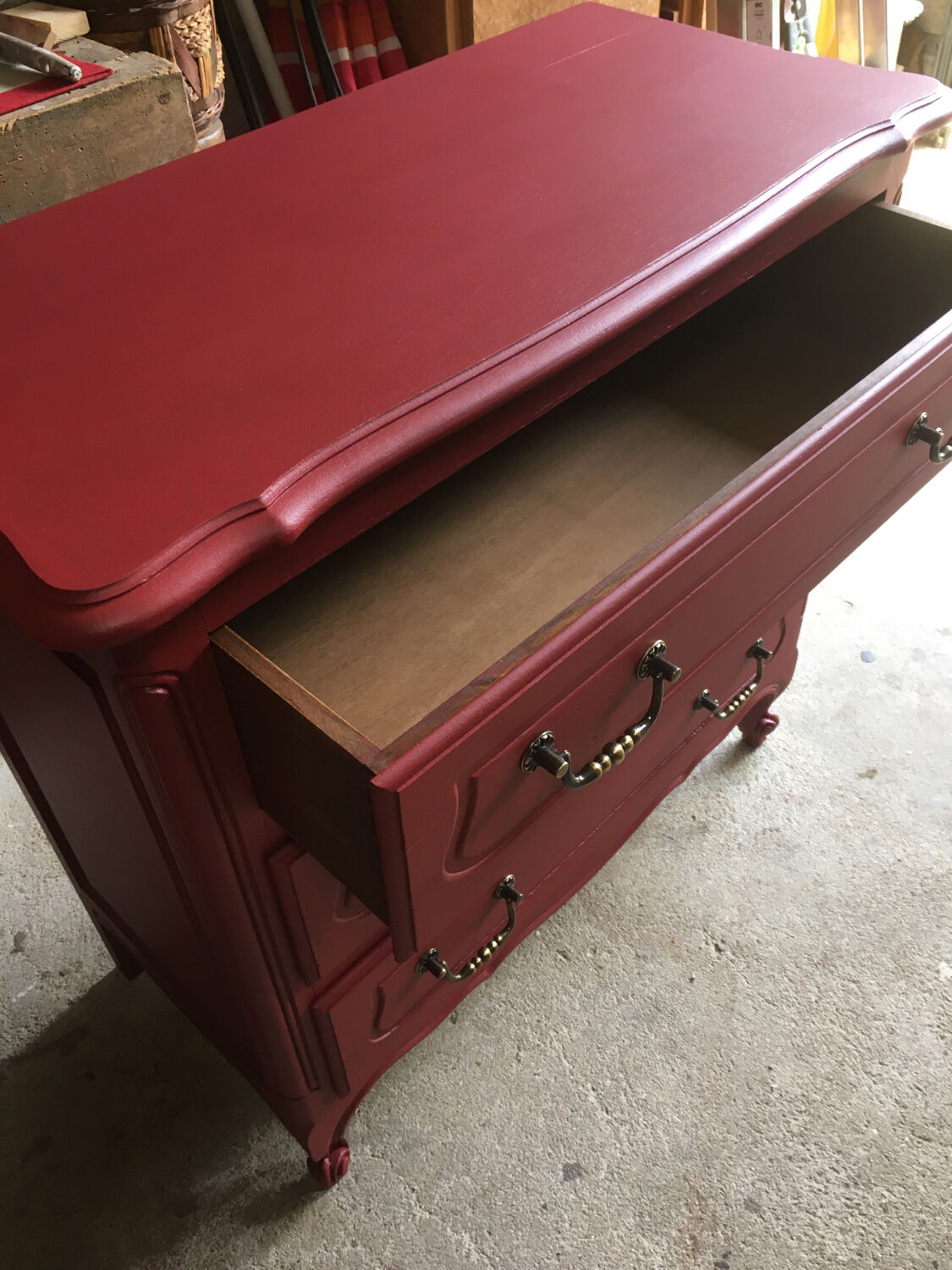 Vintage chest of drawers red bordeaux
