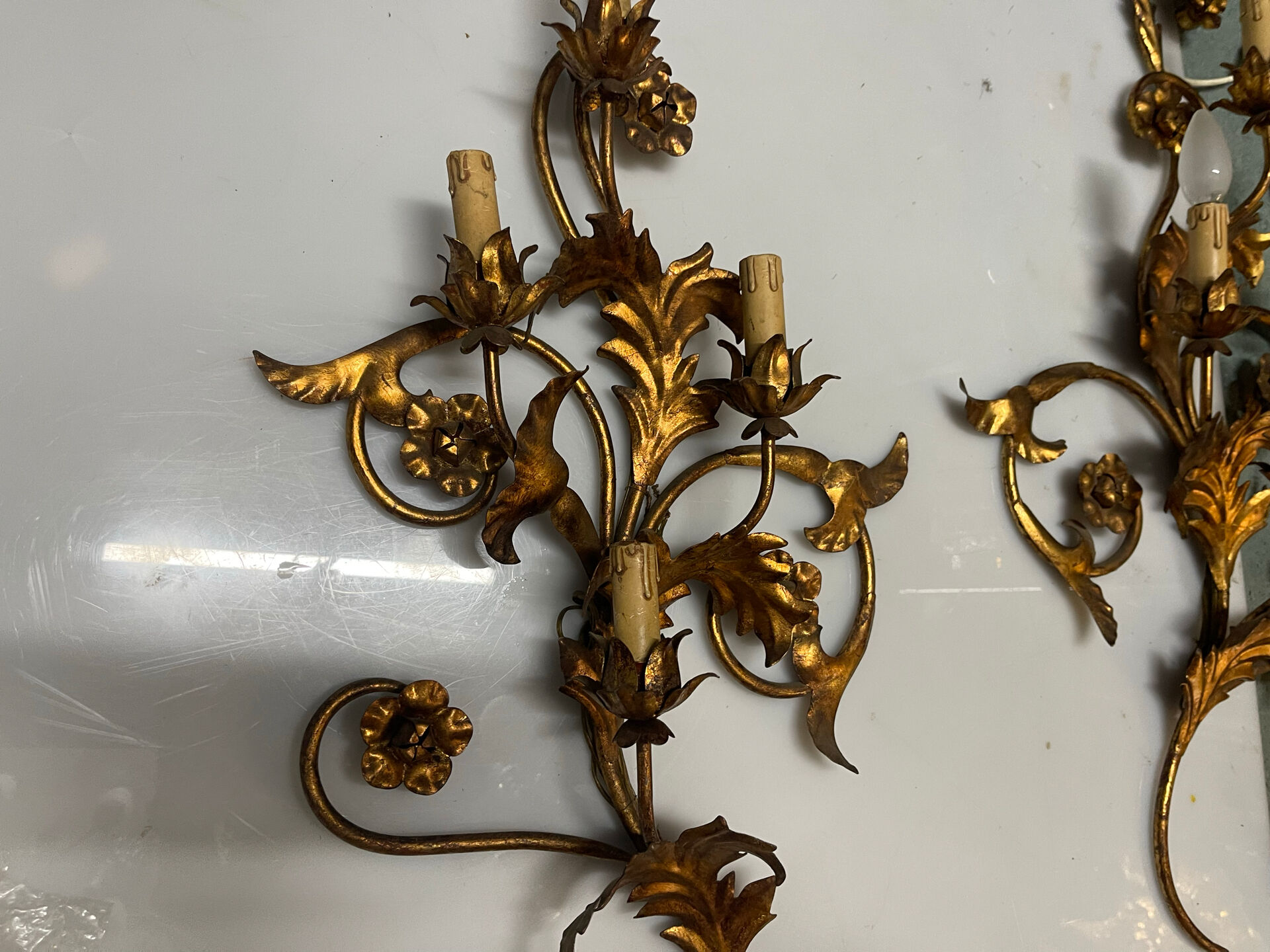 Appliques dorées florentines extra grandes, ensemble de 2