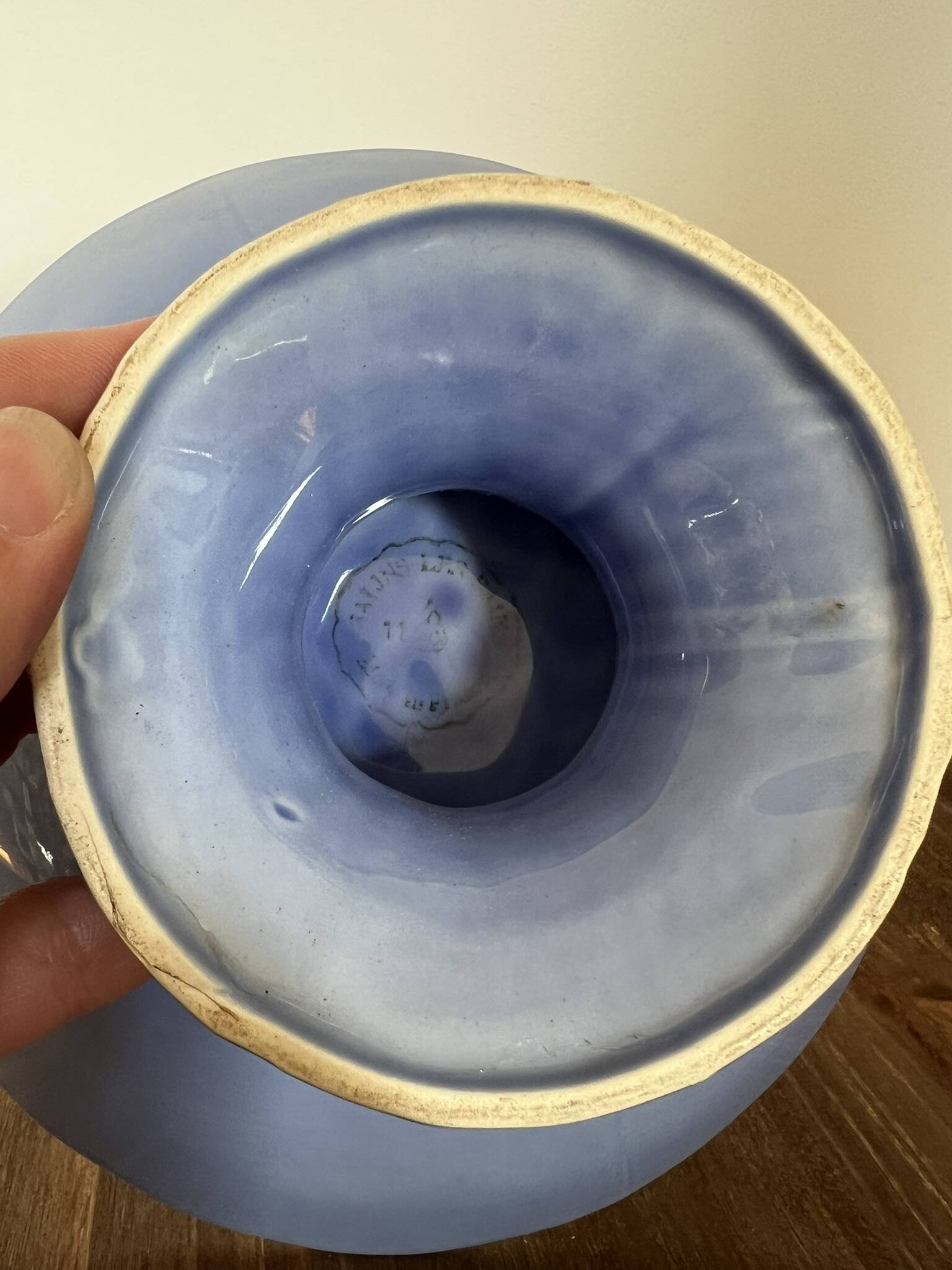 Blue slipware fruit bowl