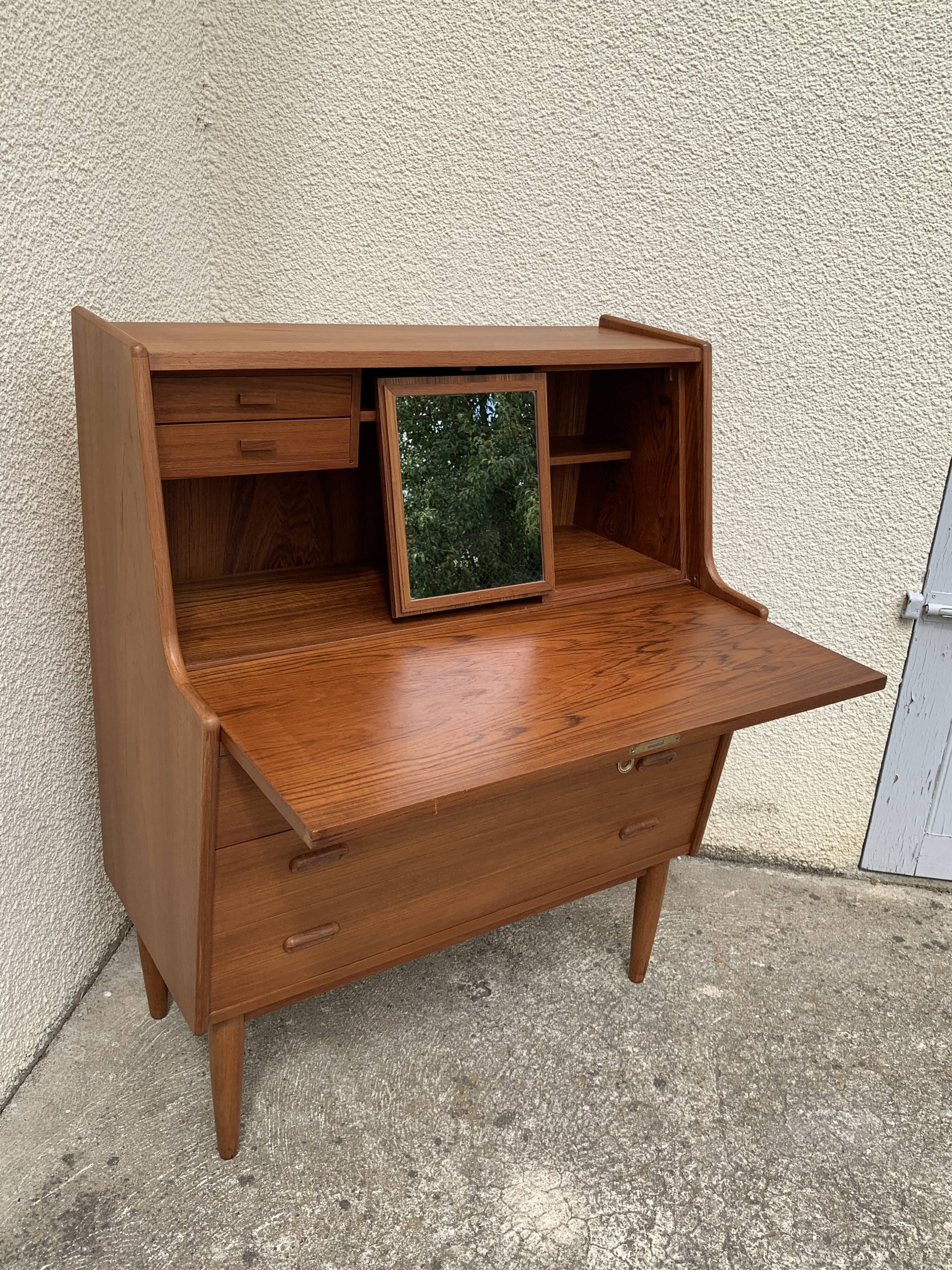 Secretary chest of drawers Teak by Arne Wahl Iversen for Falster Modelfabrik 1960
