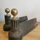 2 cast iron and brass chenets
