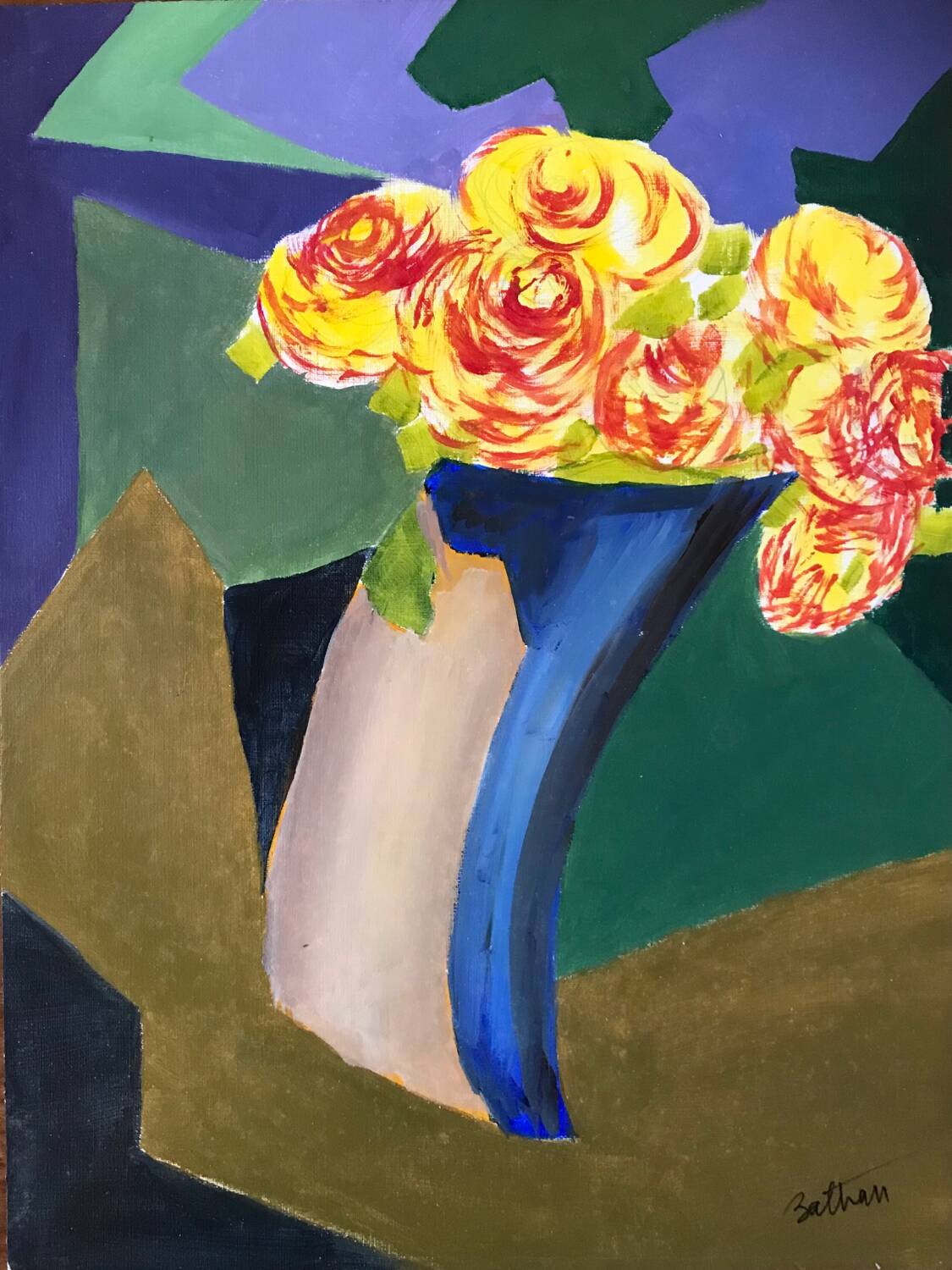 Odile trampont (1942). fleurs,2014.acrylique sur papier