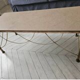 Marble and scalloped brass coffee table