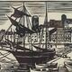 Lithograph print signed c. lediberder boat in port 68/250