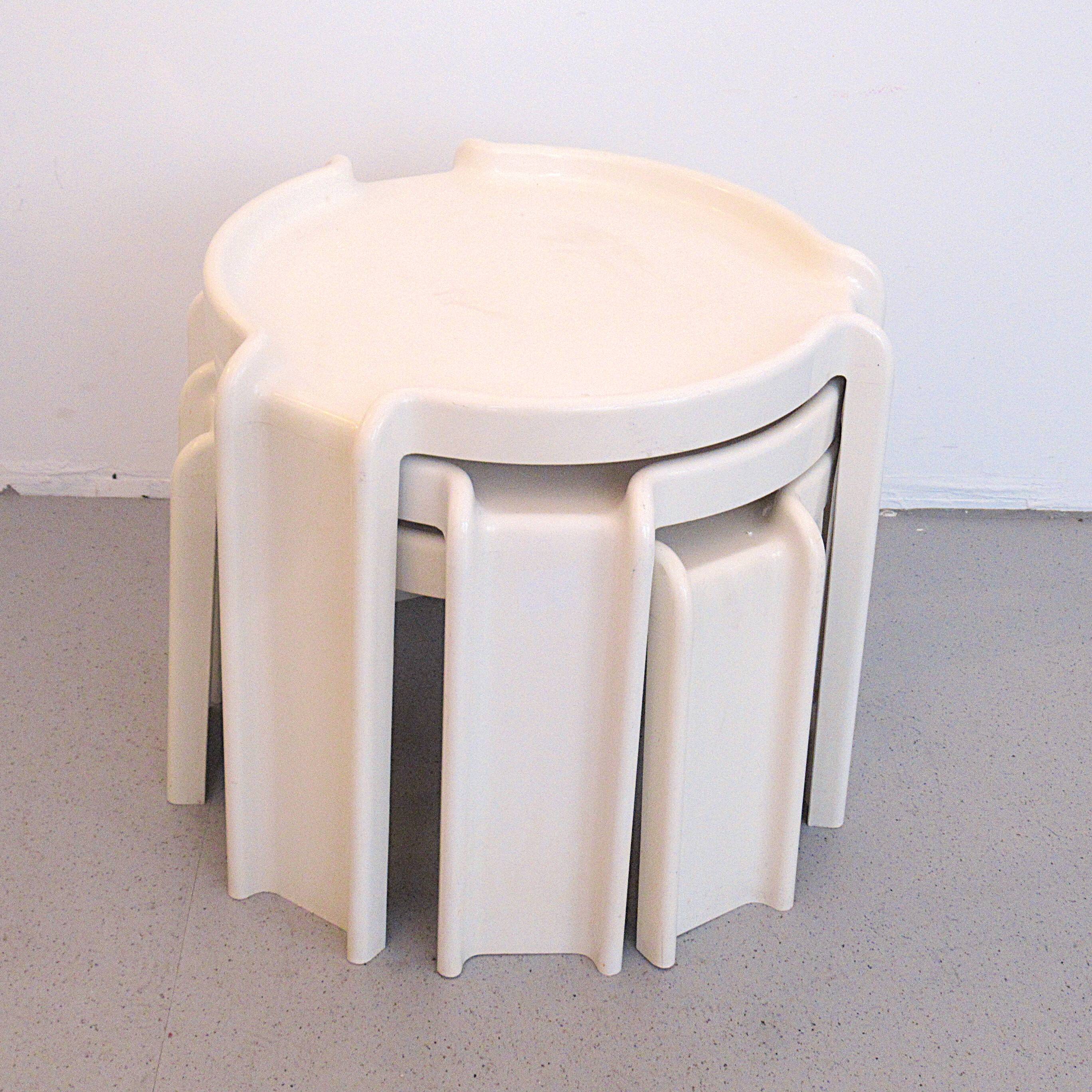Three Giotto Stoppino Kartell nesting tables from the 60s