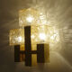 Wall lamp vintage kalmar austria, brass & glass, 70s