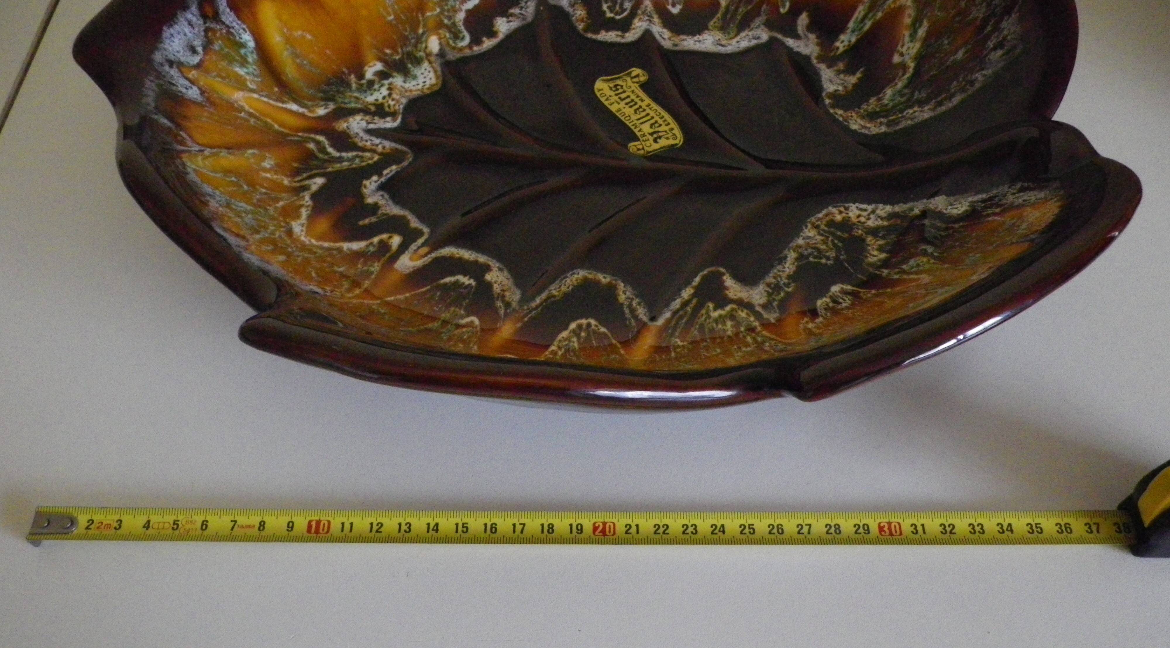 Vallauris dish, hand-made ceramic, leaf shape