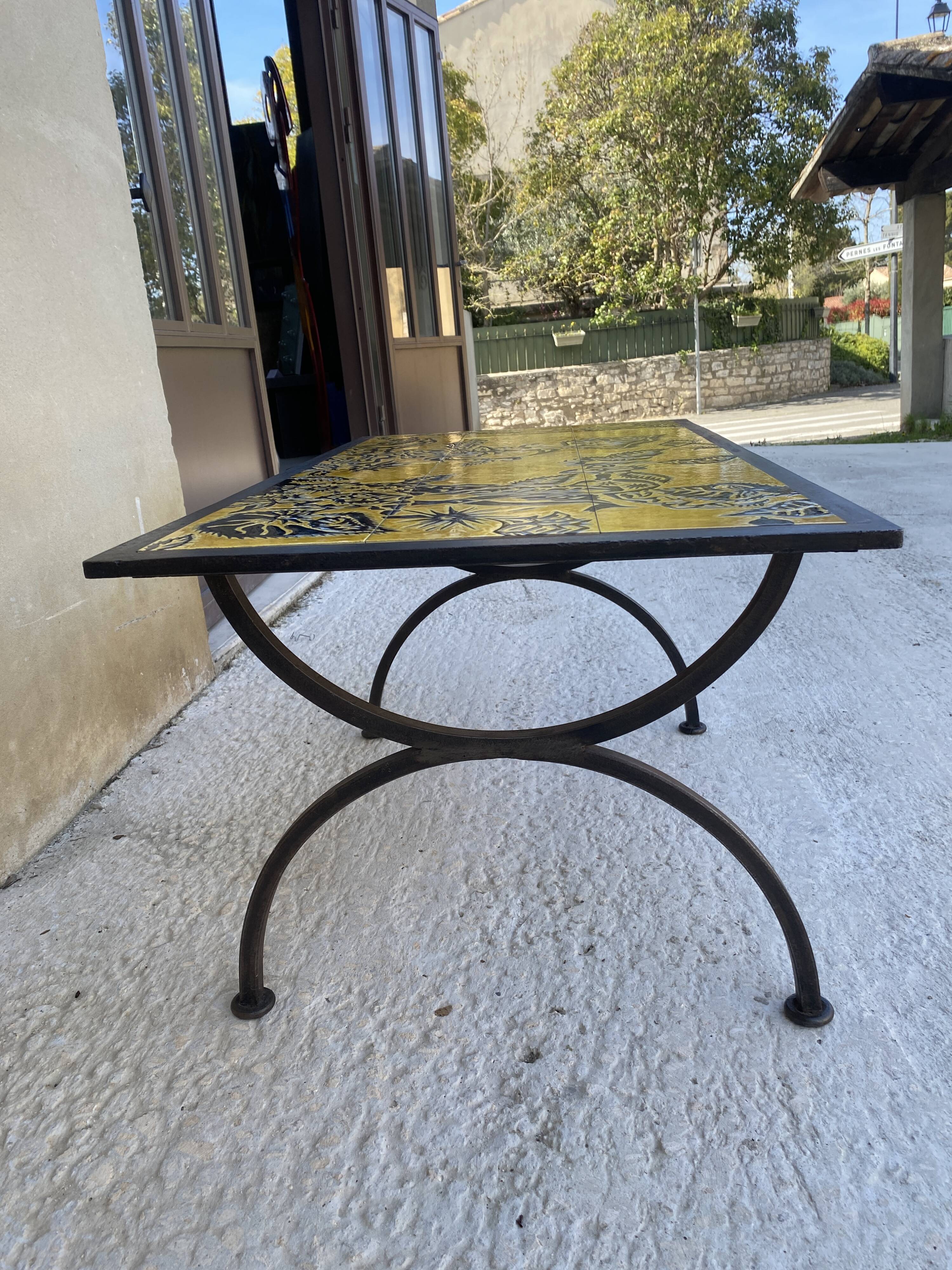 Jean Lurçat at Saint-Vincent Coffee table in wrought iron 1950