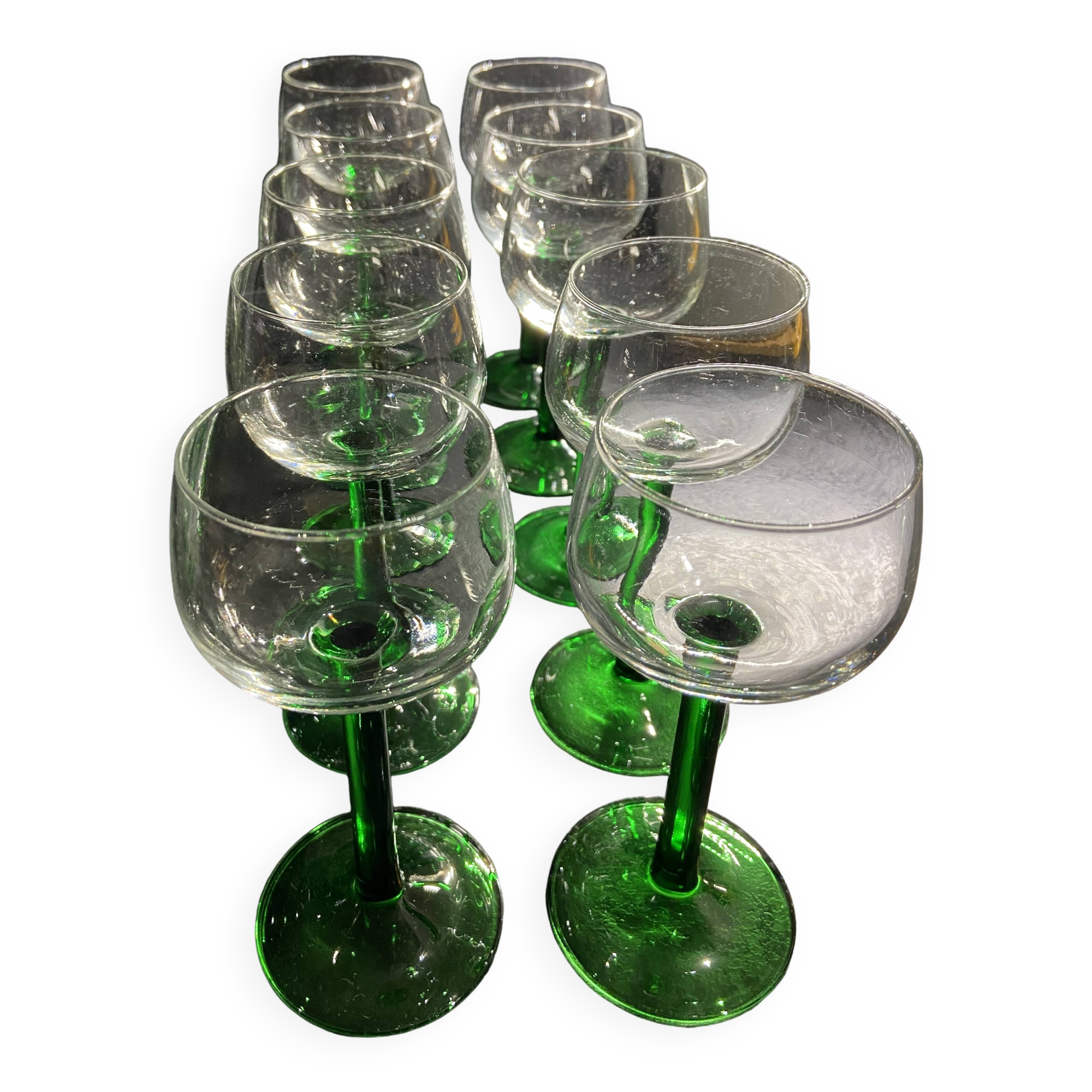 Set of 10 stemmed glasses