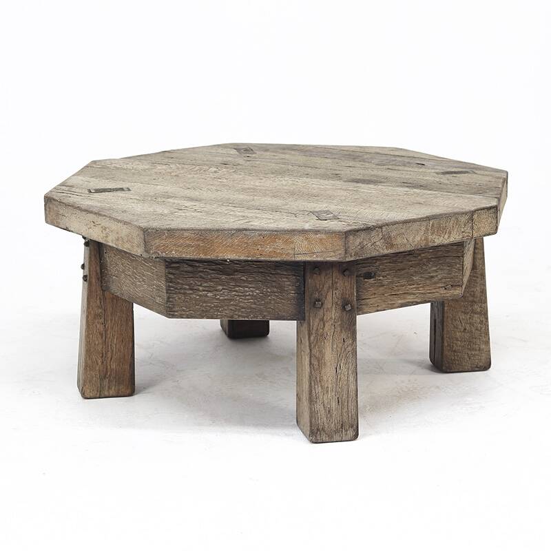 Large Weathered Wabi Sabi Brutalist Vintage Oak Coffee Table