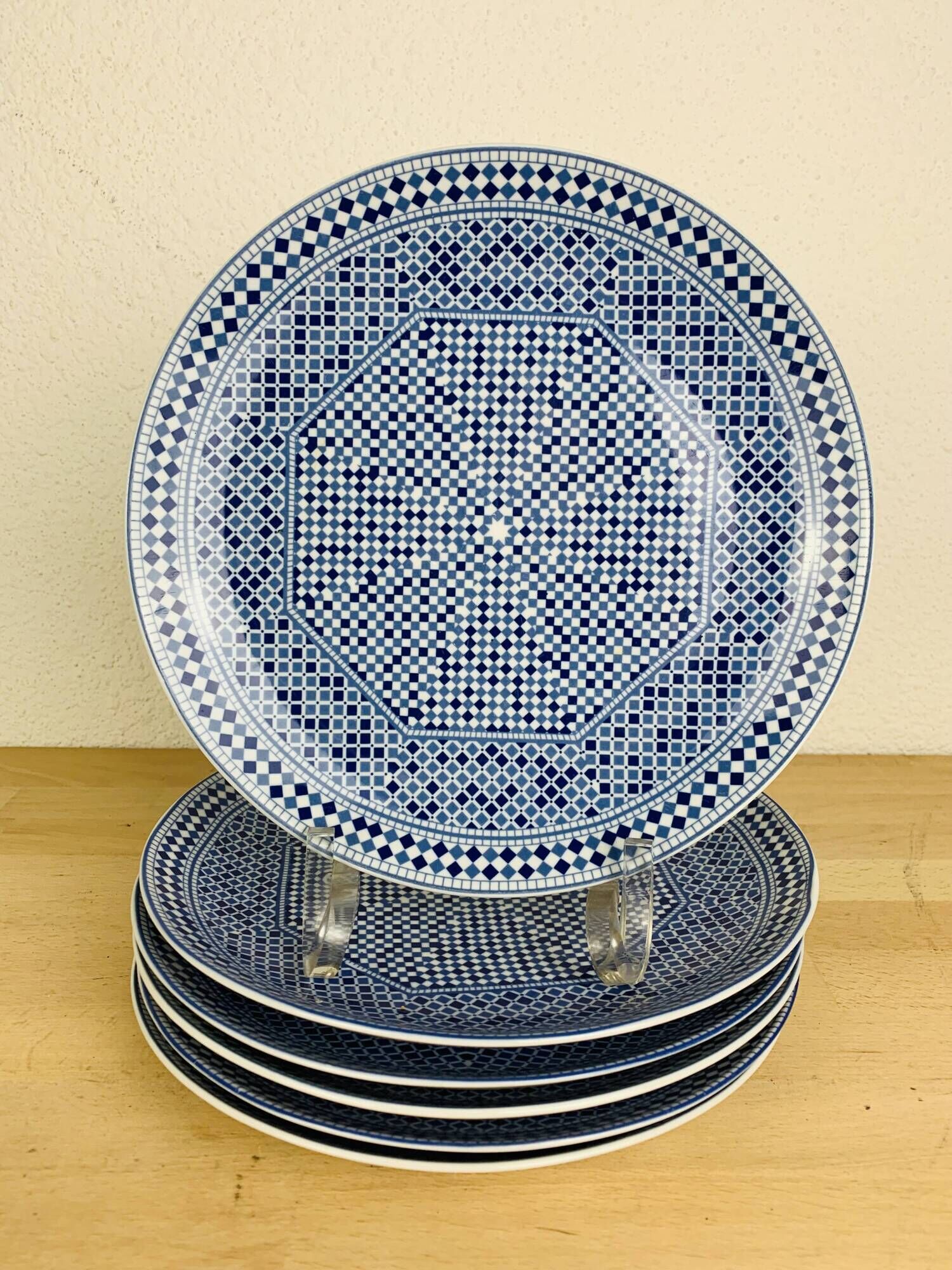 6 flat plates Cocema Fes Morocco, blue mosaic