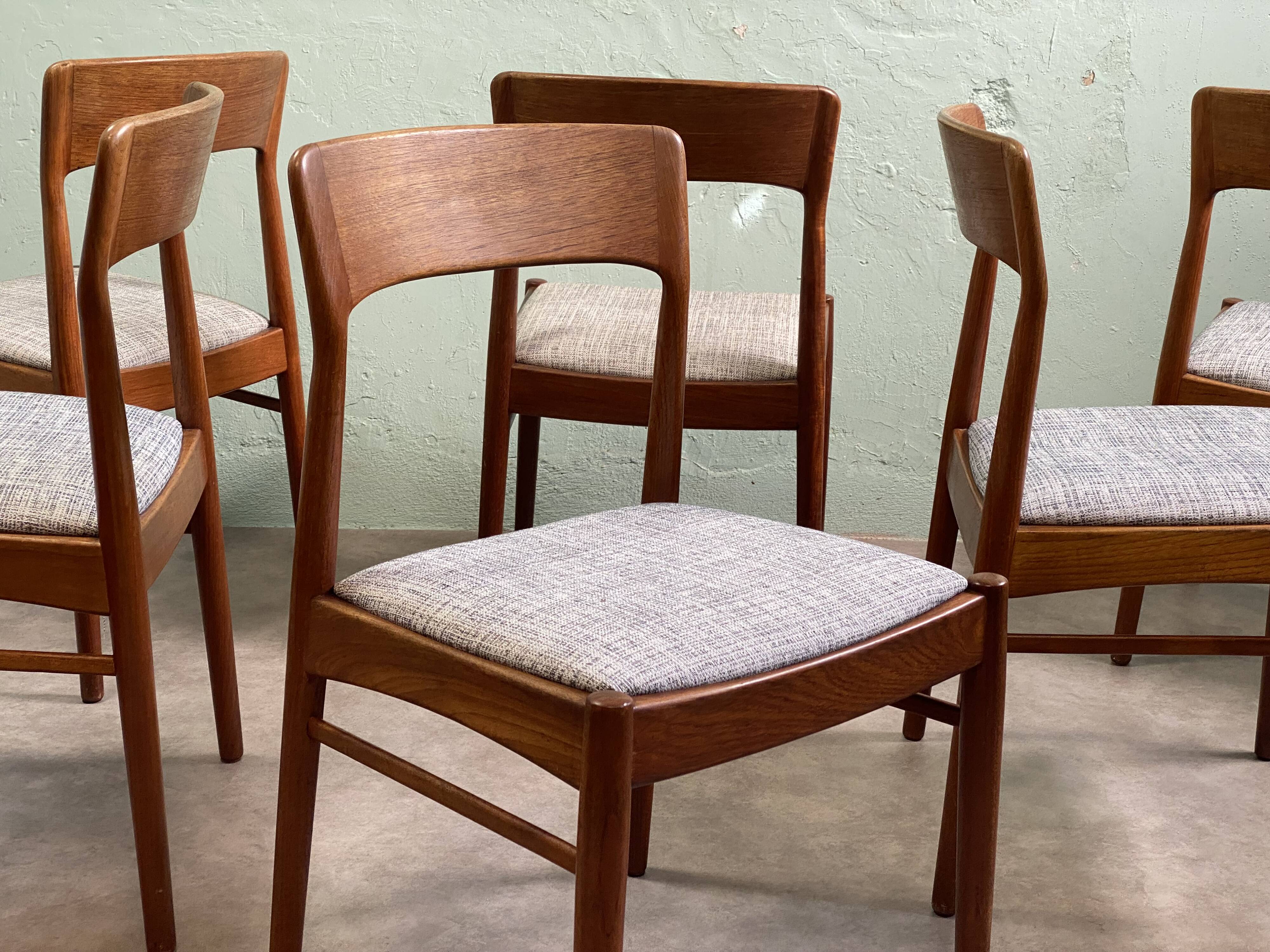 6 Danish chairs by Henning Kjaernulf in teak.