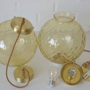 1 of 2 handblown amber glass pendant lamp redesign vintage Italian lighting