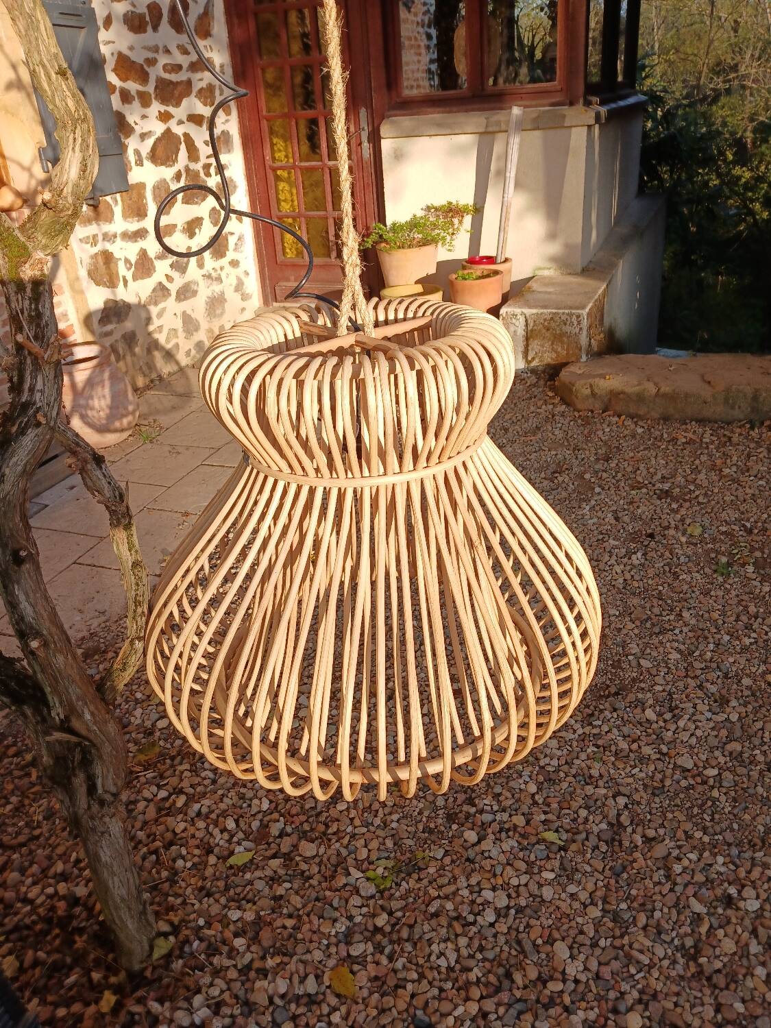 Natural rattan pendant light