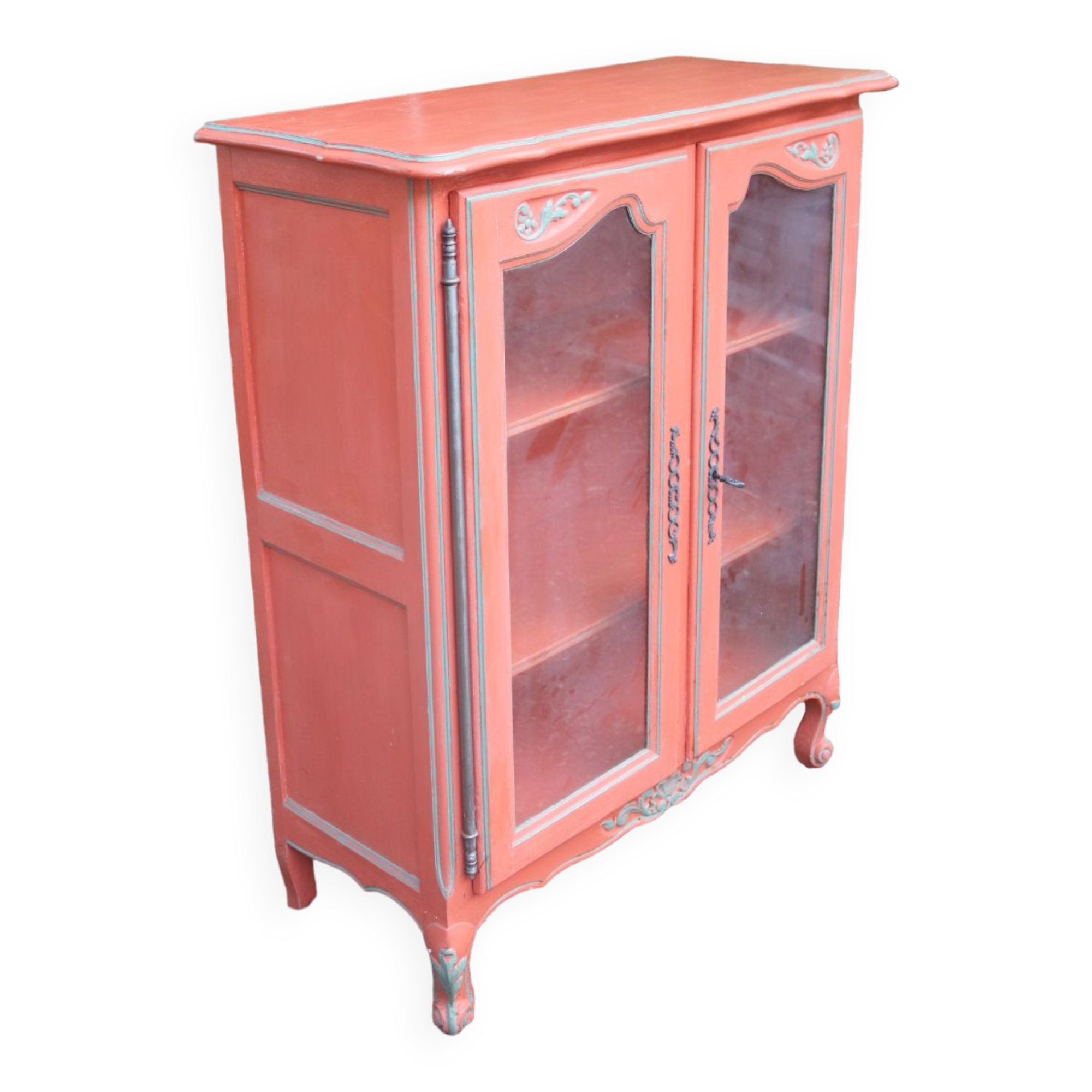 Buffet vitrine rouge terracota