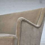 Canapé danois 4 places en velours vert clair, années 1960