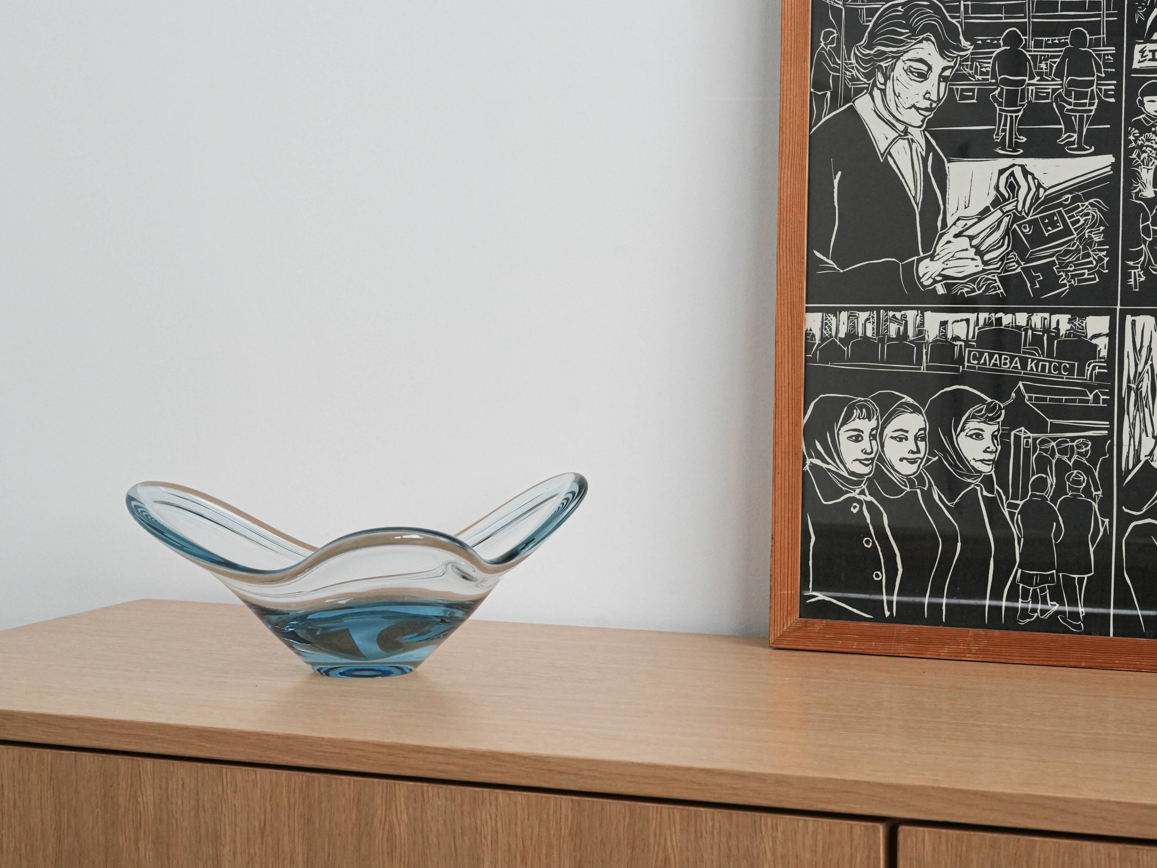 Glass platter, Danish design, 1960s, manufacturer: Holmegaard