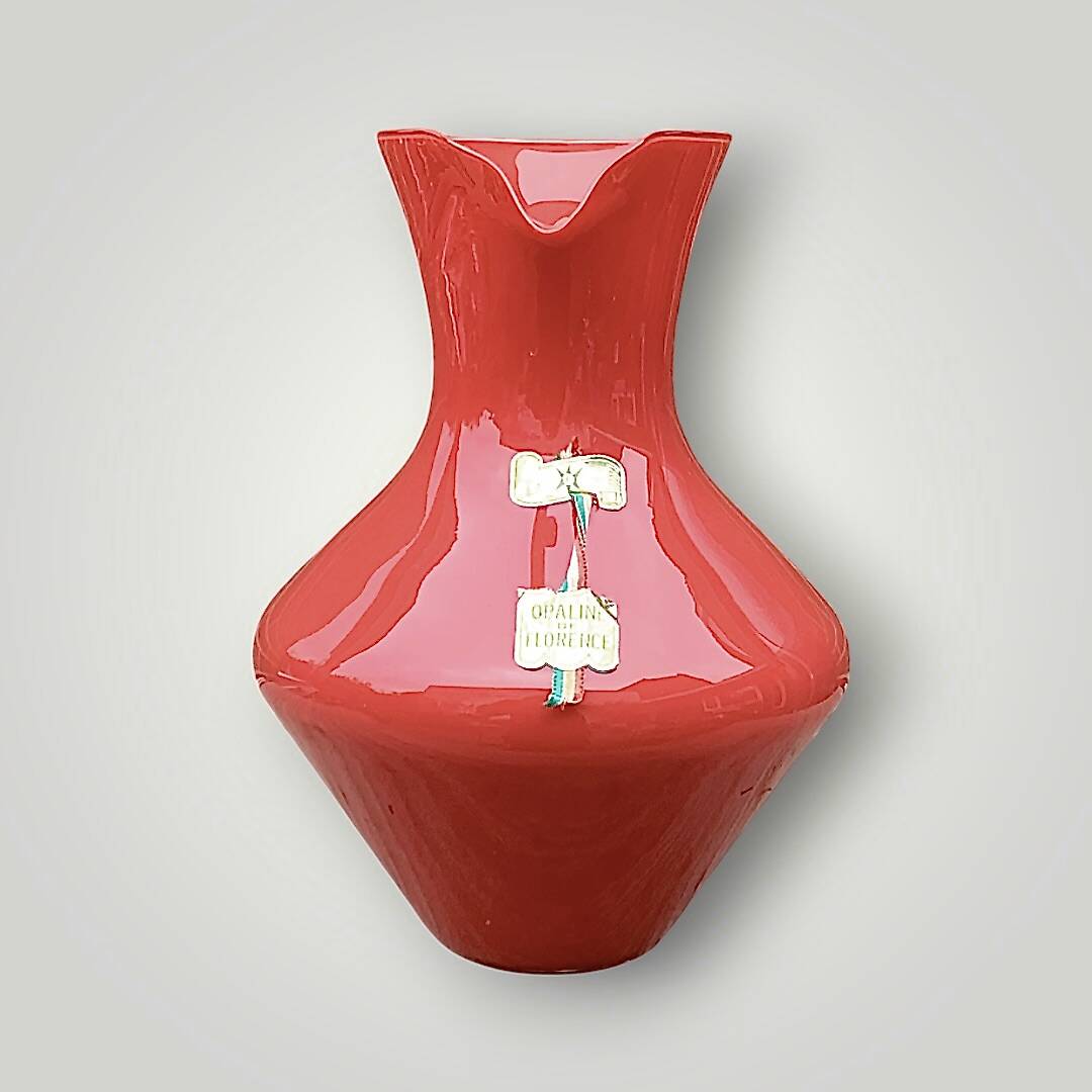 Coral red Provence opaline pitcher vase - 1960s