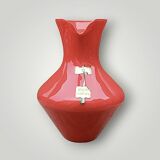 Vase pichet en opaline de Provence rouge corail - années 60