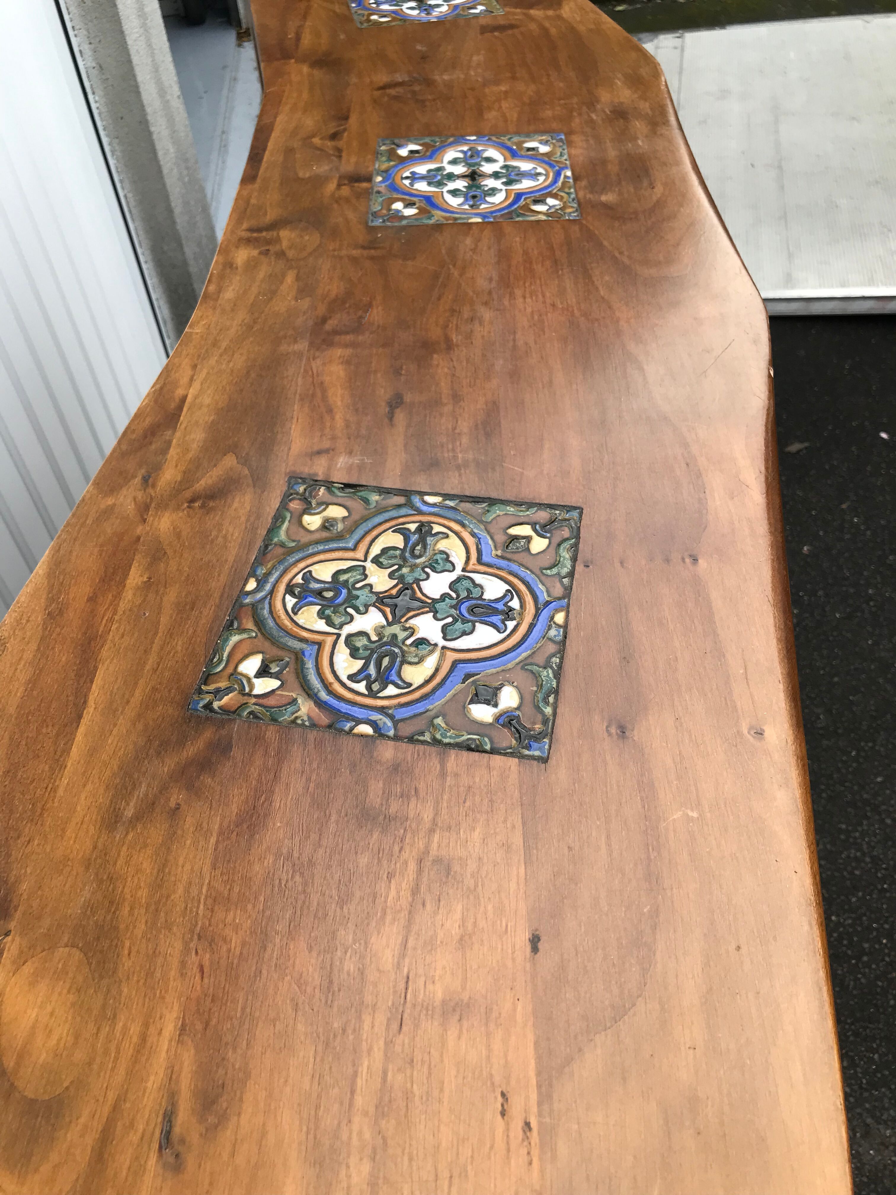 Vintage wood and ceramic bar counter