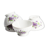 Set of 4 porcelain bowls with violets