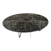 Table basse ronde chromé verre fumé