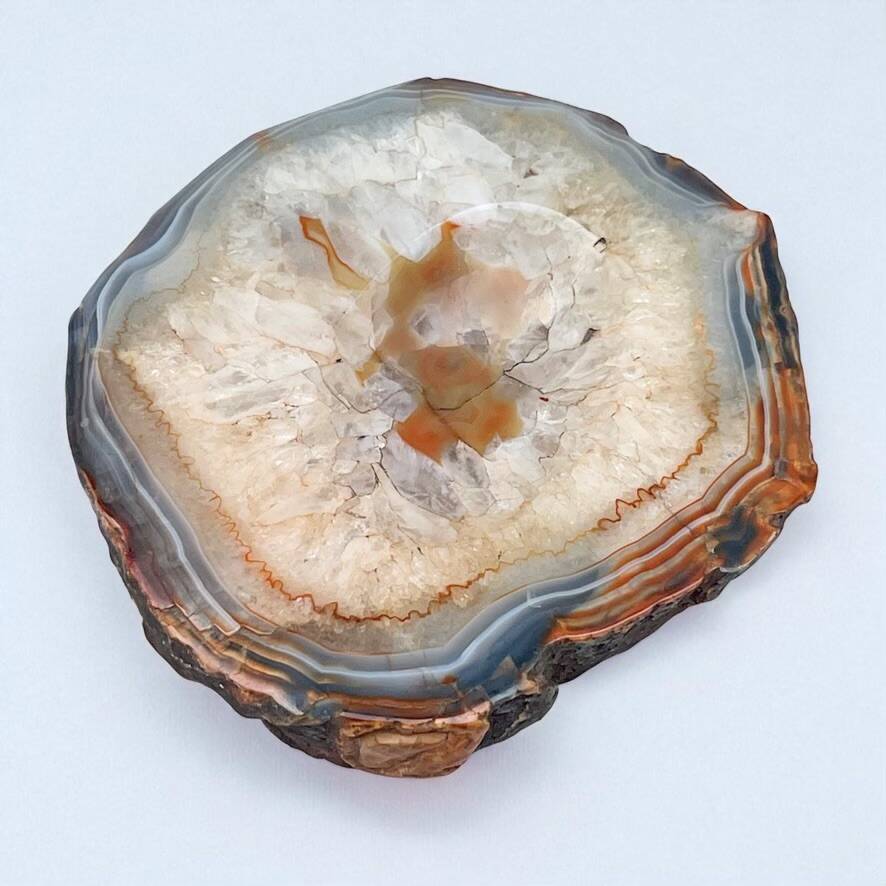Vintage blue crystal agate slice ashtray 1960s