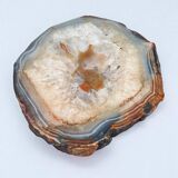 Vintage blue crystal agate slice ashtray 1960s