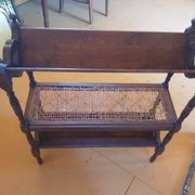 Magazine/book rack in oak with a caned top - early 20th century