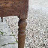 Table de Ferme rustique en chêne massif piètements louis Philippe 19ème -1m40