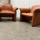 Pair of Italian designer leather armchairs