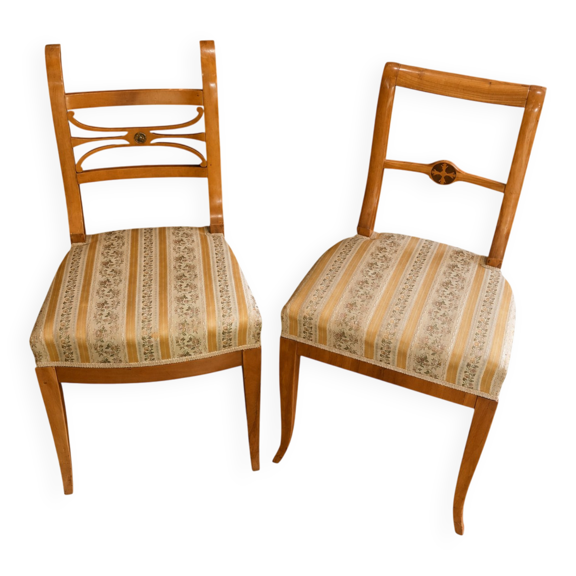 Paire de chaises Biedermeier en bois blond Époque Biedermeier