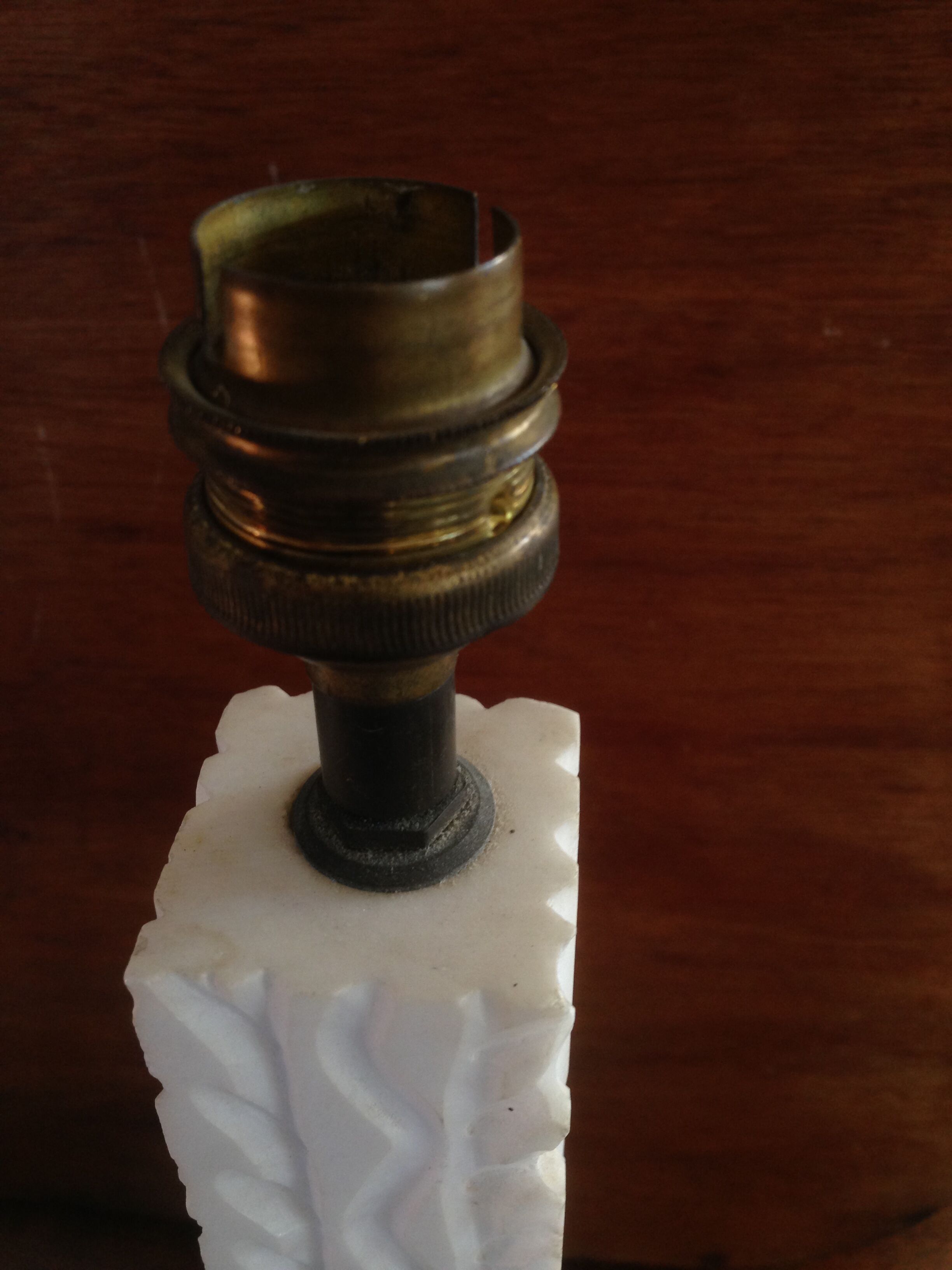 Feet of carved Alabaster column lamp