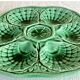 7 anciennes assiettes à huîtres barbotine verte sarreguemines