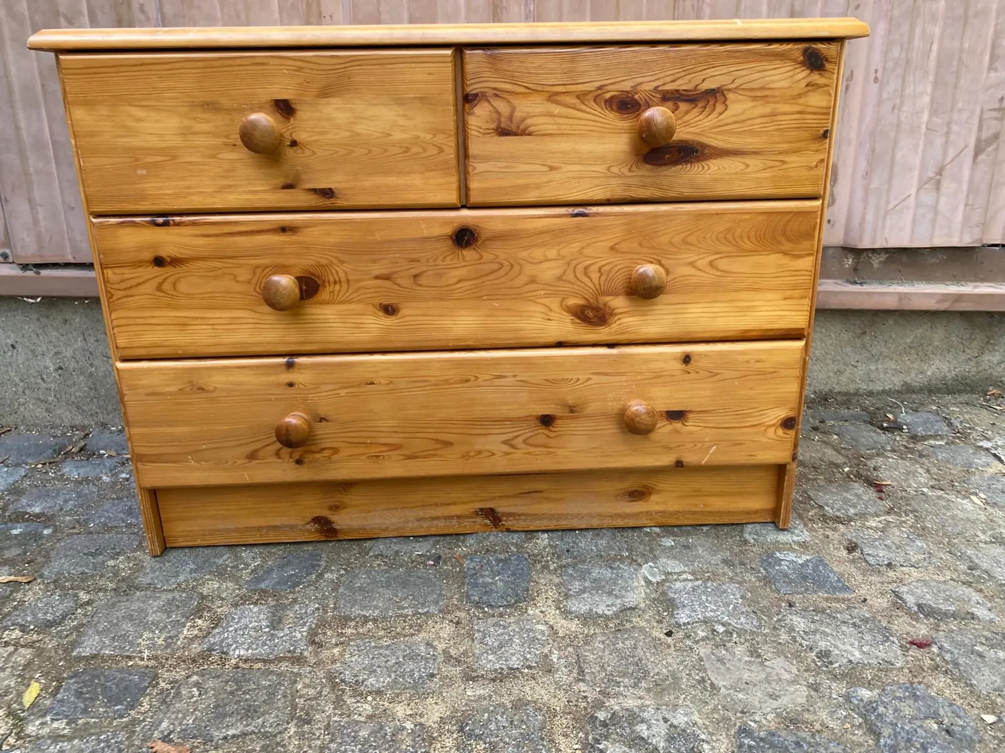4-Drawer Chest in Solid Pine — Scandinavian / Chalet Style 1980
