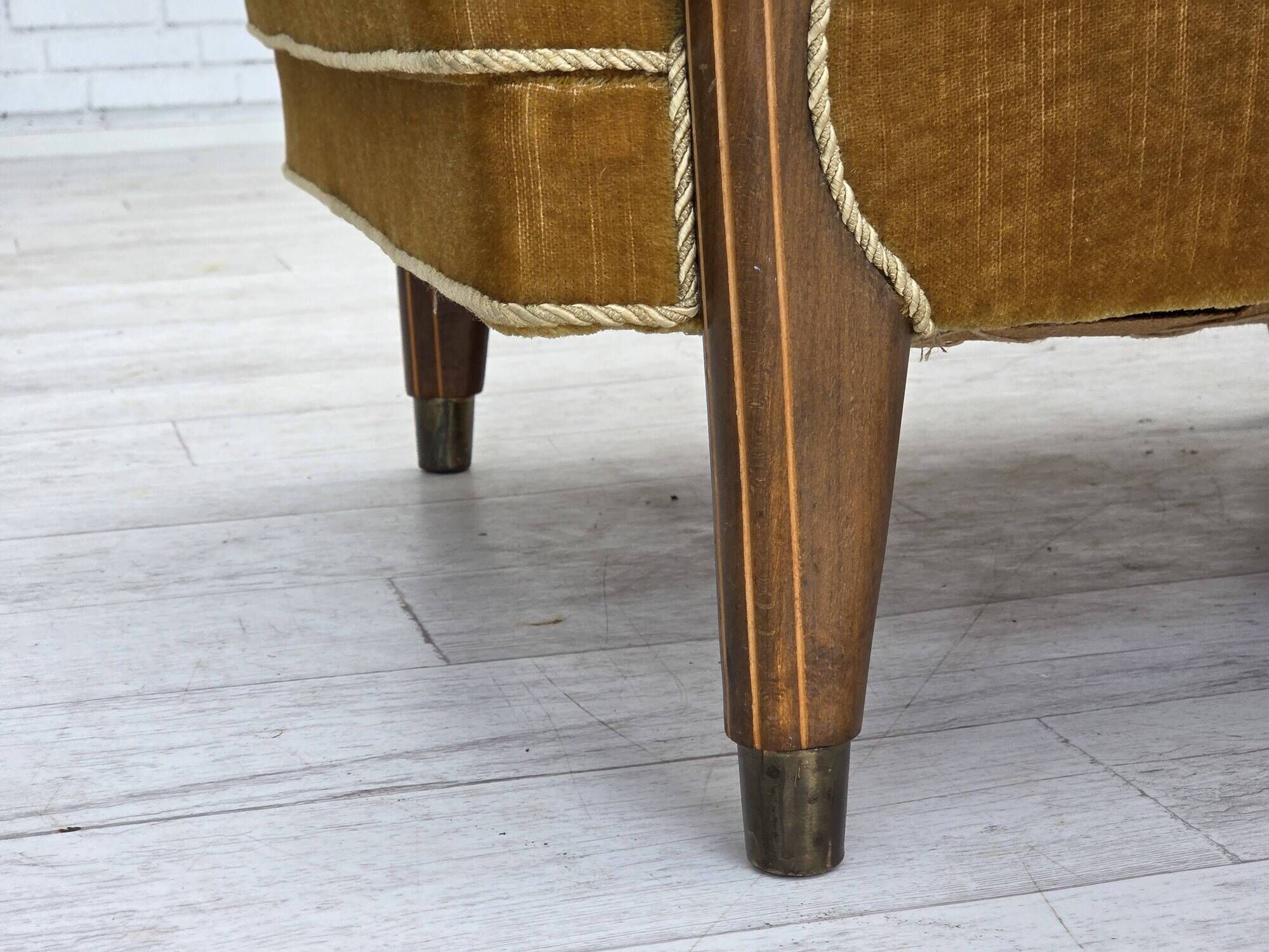 1960s, Danish armchair, furniture velour, beech wood, original.