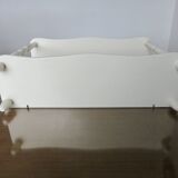 Old wall shelf, in turned wood, white lacquered, 1950s