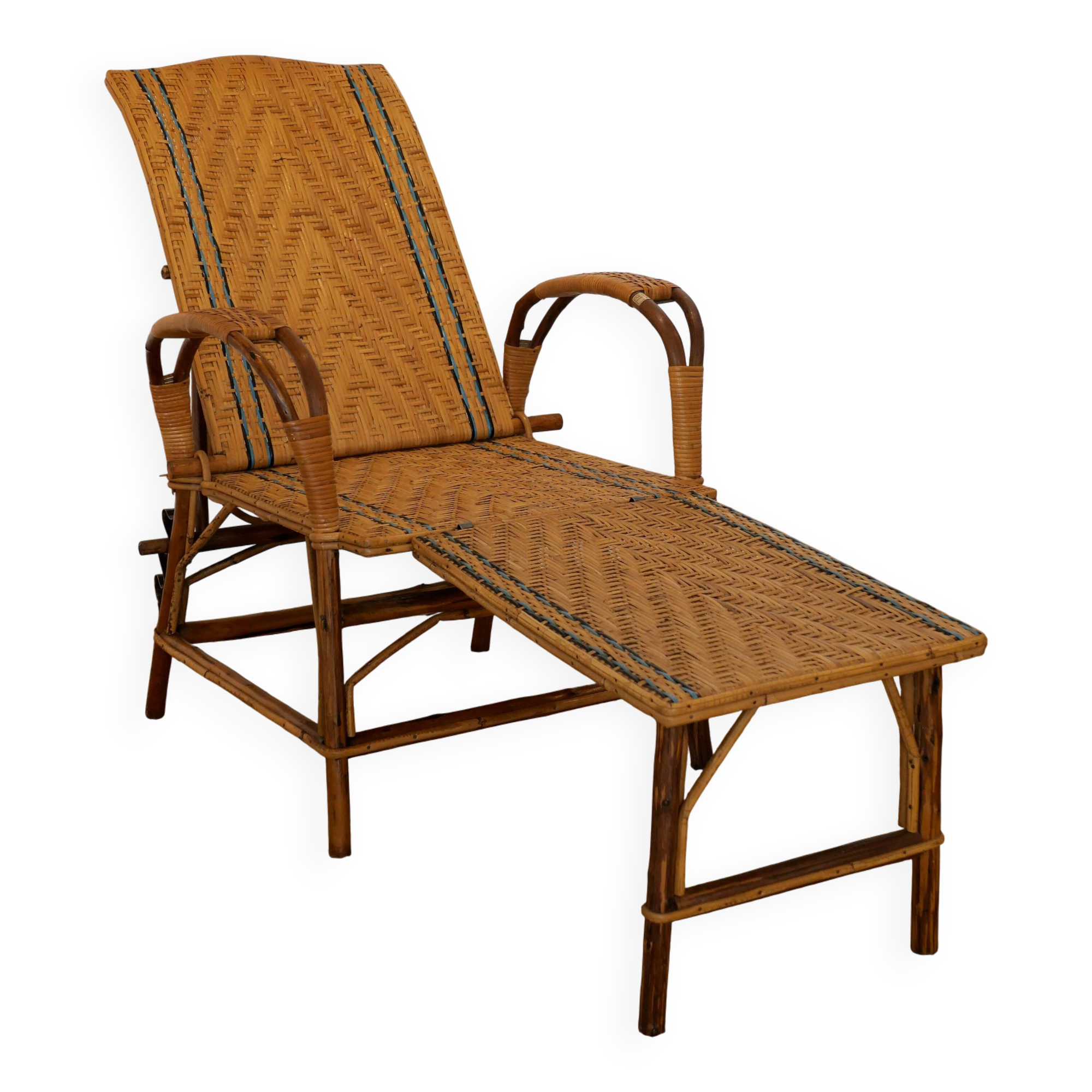 Chaise longue en osier années 30