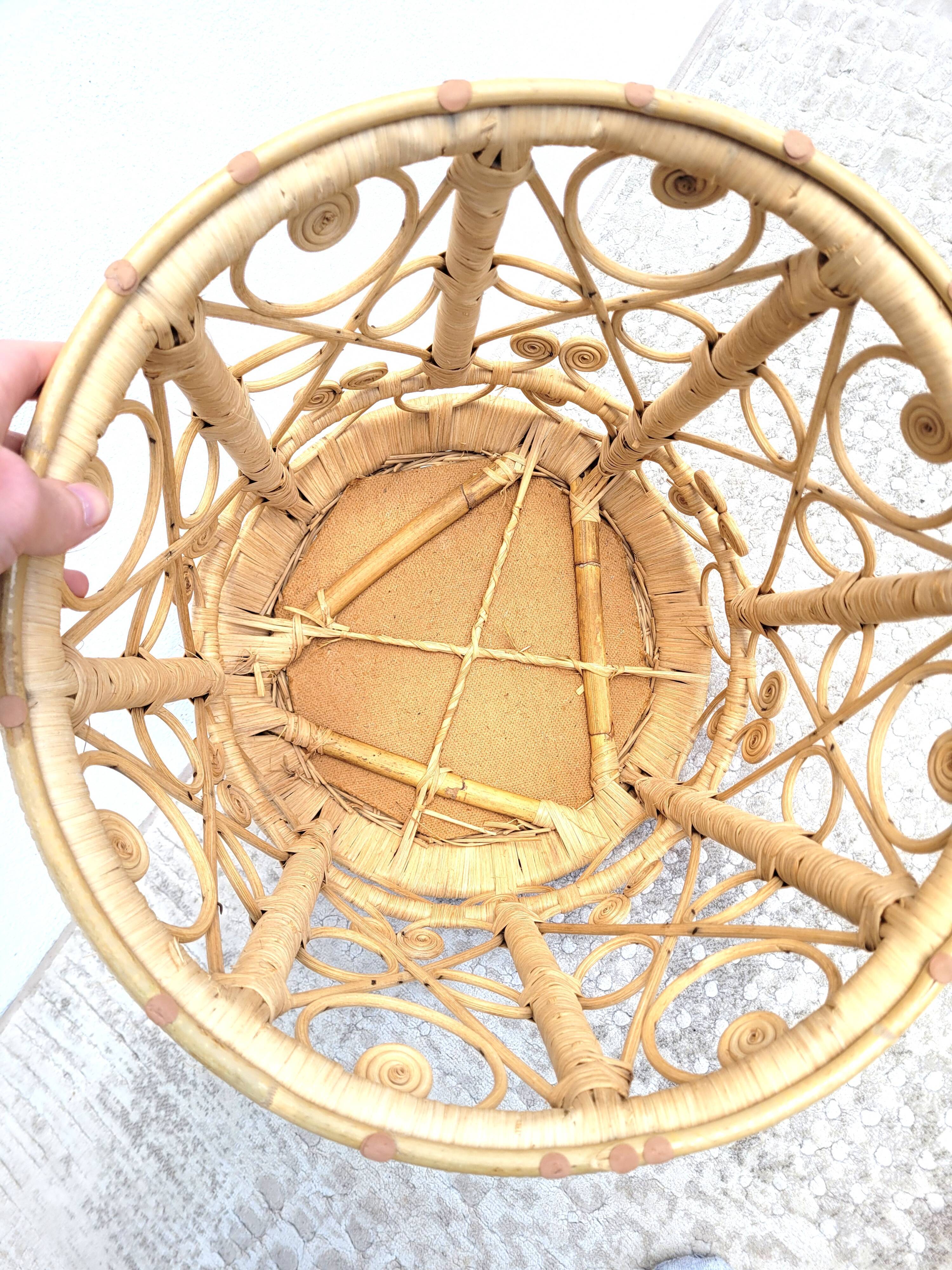 Peacock rattan side table